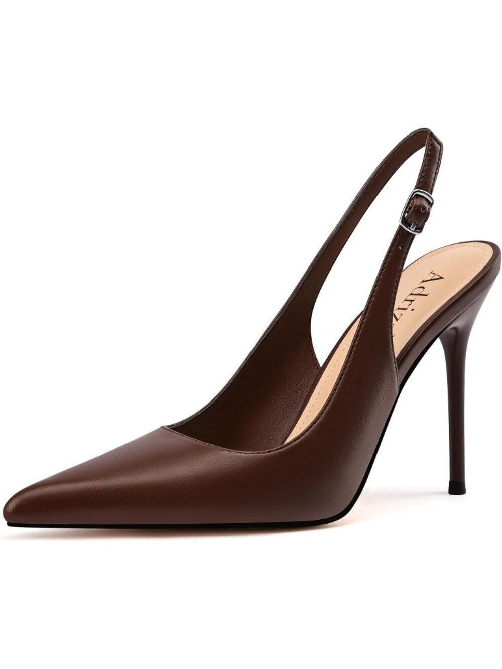 Women's Brown Comfortable Sexy Non-Slip Slingback High Pointed Closed Toe Heel